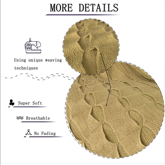 Dissa Textured Knitted Throw Blanket Solid Color Super Soft Decorative 60”x80” - Picture 7 of 8